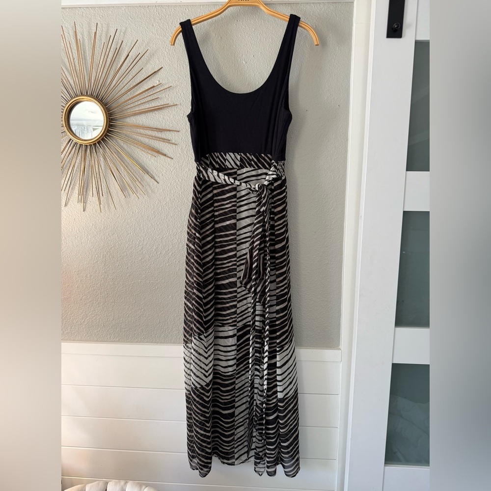 CAbi Black Bodice Maxi with Black-and-White Zebra Print Skirt